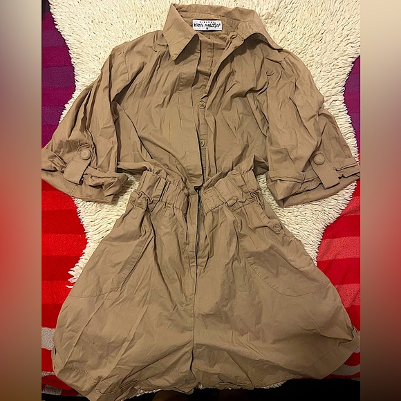 Tan Cargo Romper - Picture 1 of 4